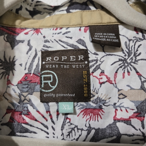 Roper Pearl Snap Western Rodeo Cowboy Long Sleeve Shirt Embroidered Mens XL - Picture 3 of 7